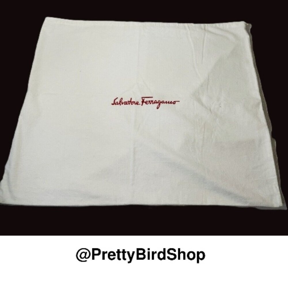 SALVATORE FERRAGAMO dust bag large white red EUC 22 x 18" - Picture 2 of 5